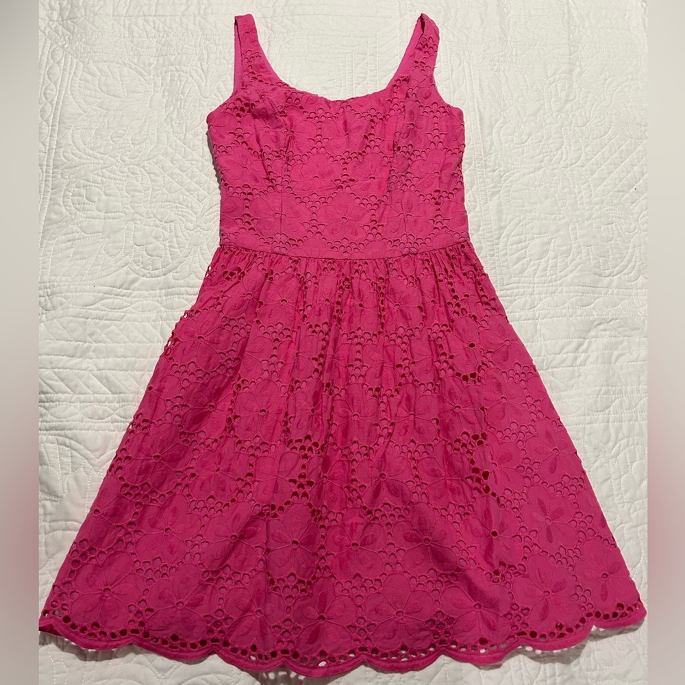 Lilly Pulitzer fit and flare pink eyelet dress. Size 00.